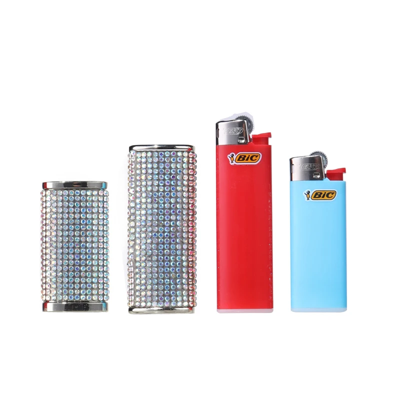 Luxury Metal Case for French BIC Lighters Colorful Crystal Bright Decoration Exploration Proof 3 Sizes J25, J3, J6