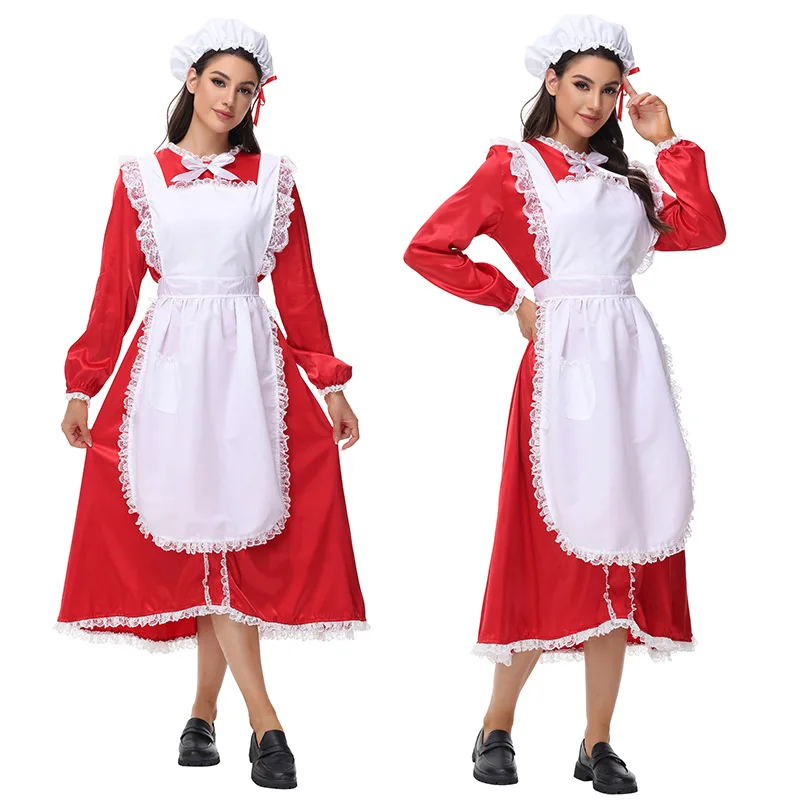 

Women French Maid Cosplay Dress Apron Disguise Costume Manor Disguise Maid Stage Party Outfit Vintage Fancy Dress Up
