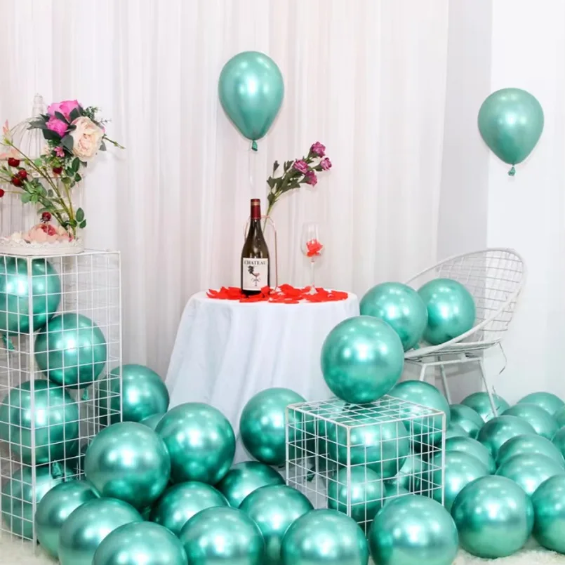 10 Stuks Metalen Latex Ballonnen Kerst Baby Shower Ballonnen Bruiloft Halloween Nieuwjaar Bal Vorm Verjaardagsfeestje Decoraties