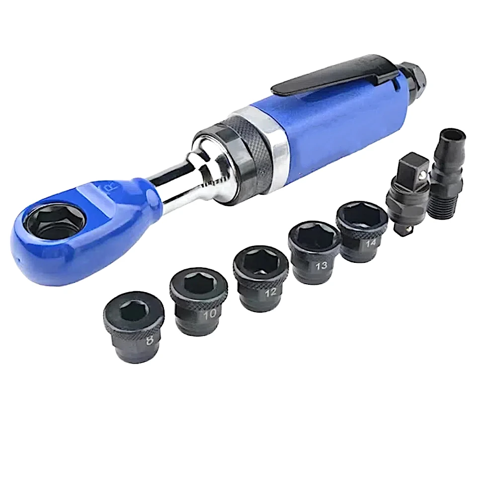 TY5T112 Pneumatic Thru-Hole Ratchet 1/2" 160 Rpm 110Nm Industrial Ratchet Wrench 10mm, 12mm, 13mm,14mm,19mm Socket Adaptor 5