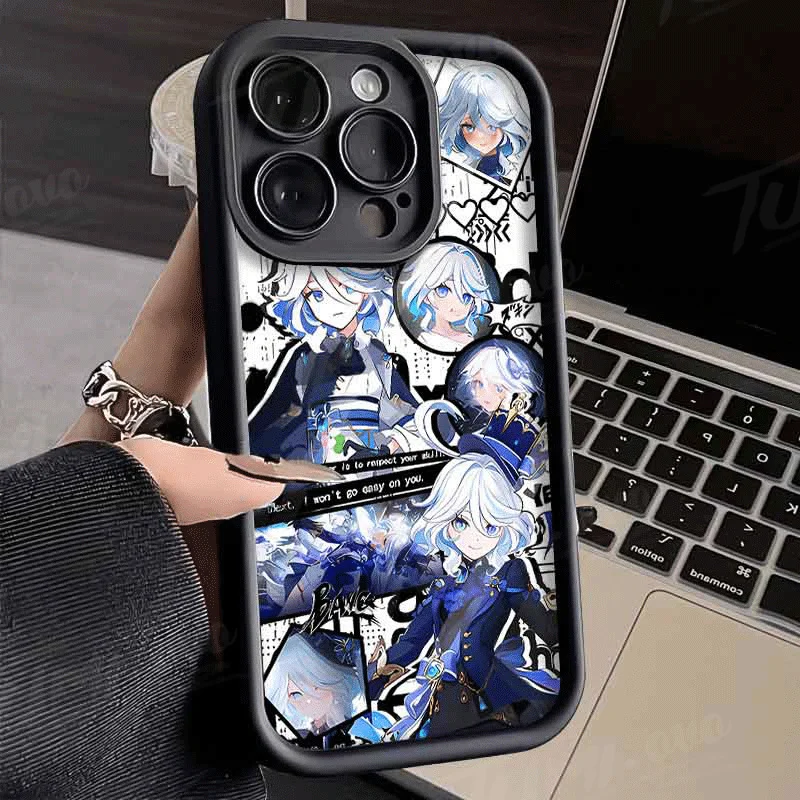 Genshin impact Neuvillette Furina Case for iPhone 16 15 14 13 12 11 Pro Max XS X XR 8 7 6S Plus SE 2020 Printing Protective Capa