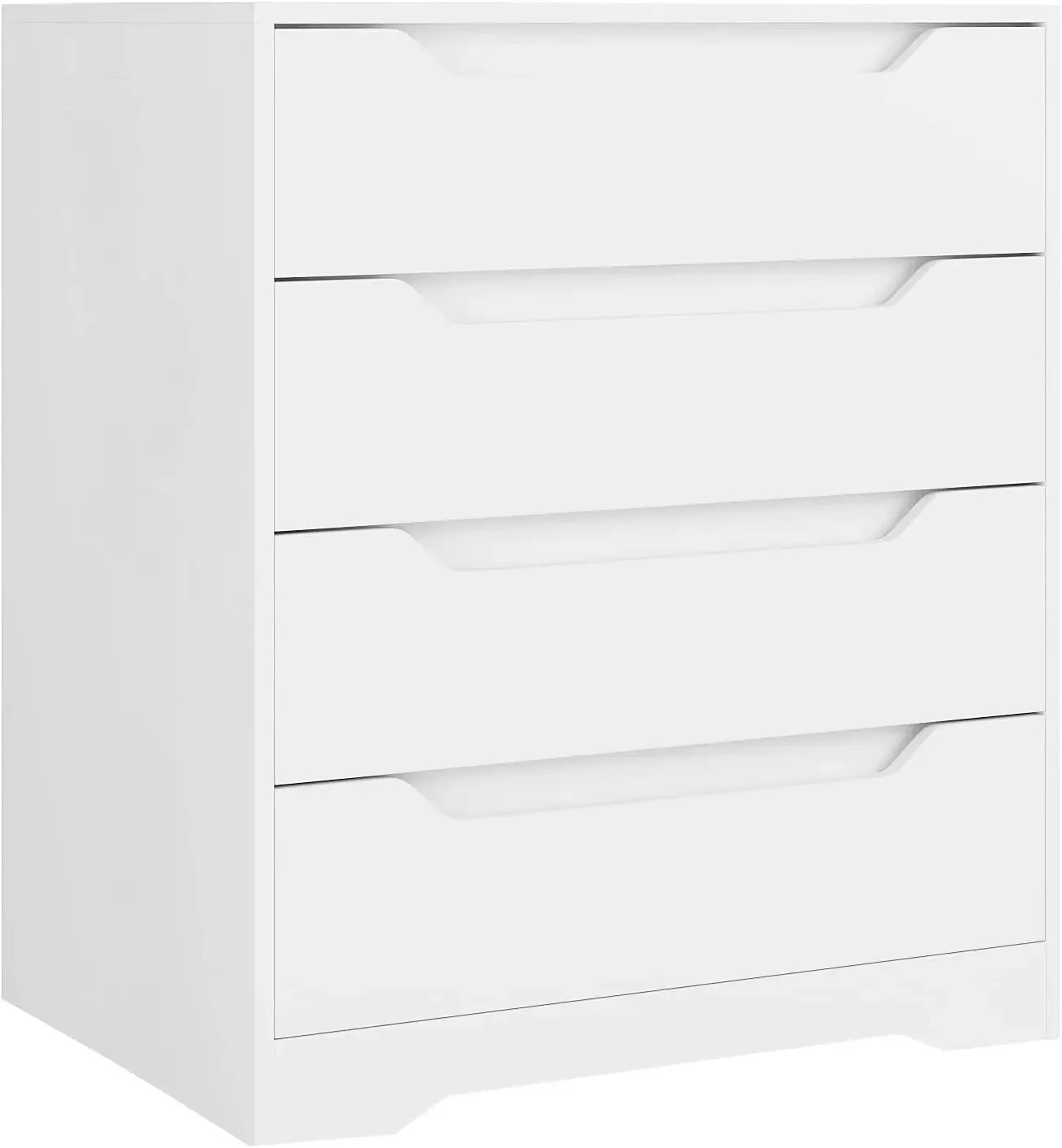 

White Dresser, 4 Drawers Dresser, Modern Chest of Drawers with Cut-Out Handles, Small Dressers with Drawer, Wood Makeup