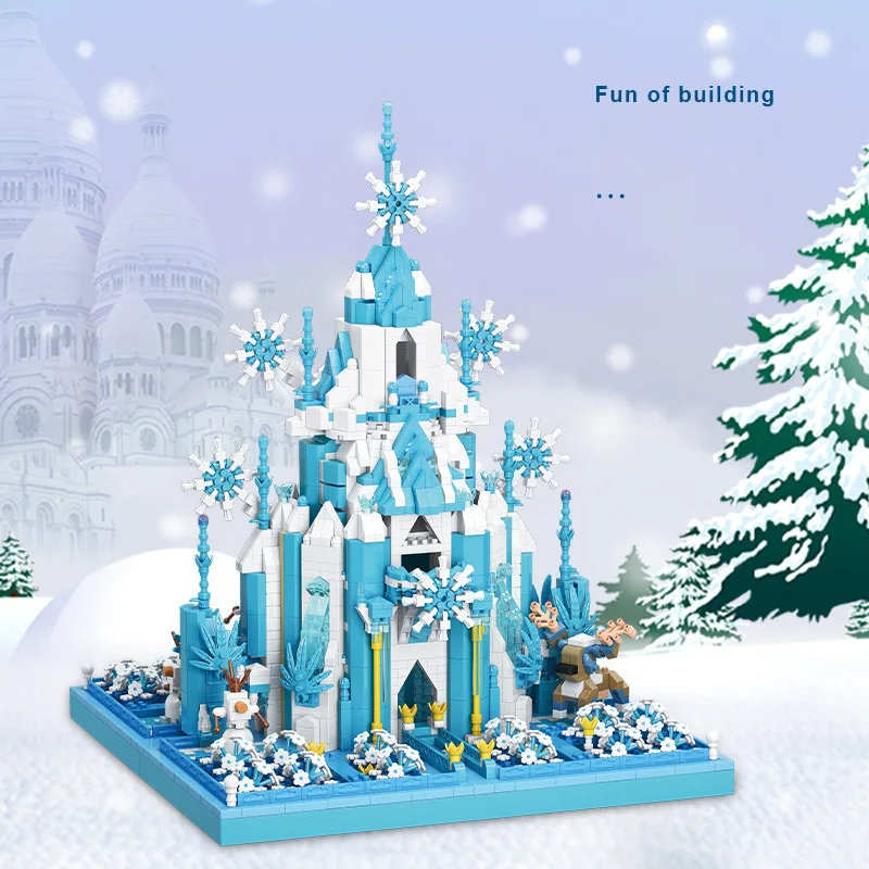 Creative Nanobricks Fantasyland Micro Block Fairy Tale Princess Ice Snow Castle Elsa Anna Figures Building Brick Toy For Girl