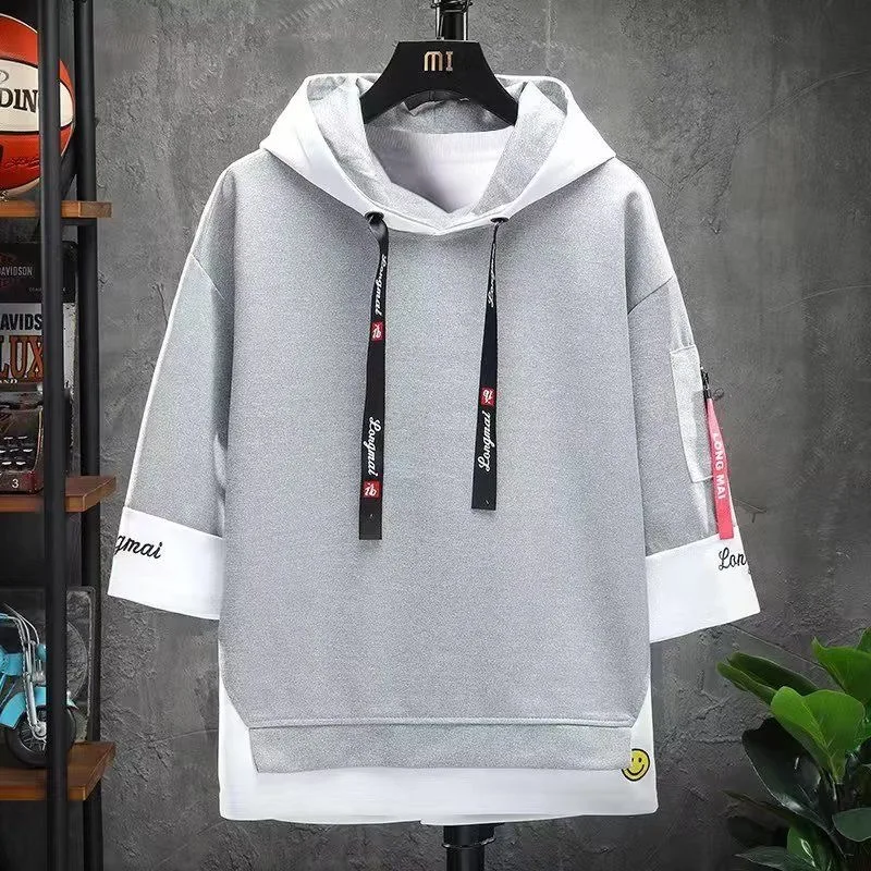 2024 Spring/Summer New Fashion Trend Solid Color Hoodie Men's Casual Relaxed Comfortable Breathable High Quality Plus-Size Top