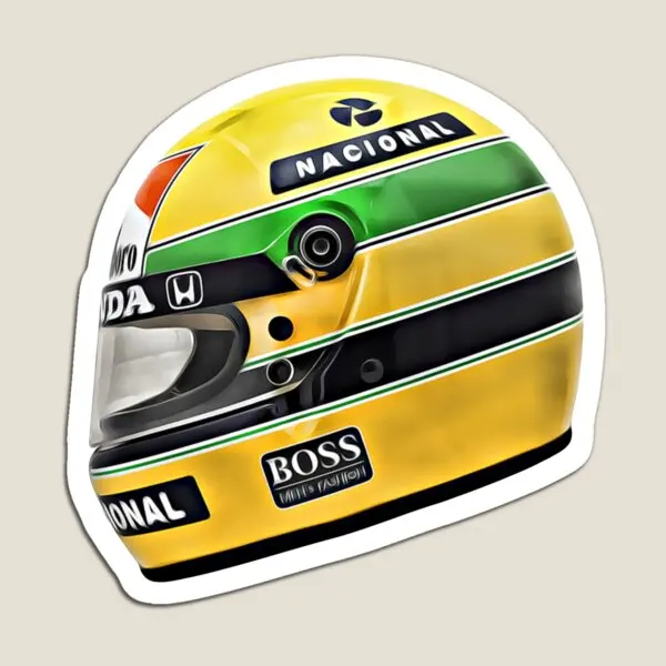 Ayrton Senna Helmet  Magnet Funny Holder  Cute Magnetic Children Decor Home for Fridge Organizer Stickers Colorful Kids Baby