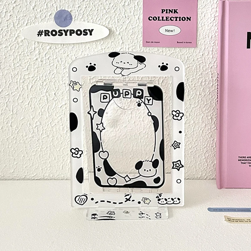 Rotatable Acrylic Photo Protection Card Sleeve Photocard Frame Card Display Stand Photo Holder 3inch Sweet Cute Desktop Decor