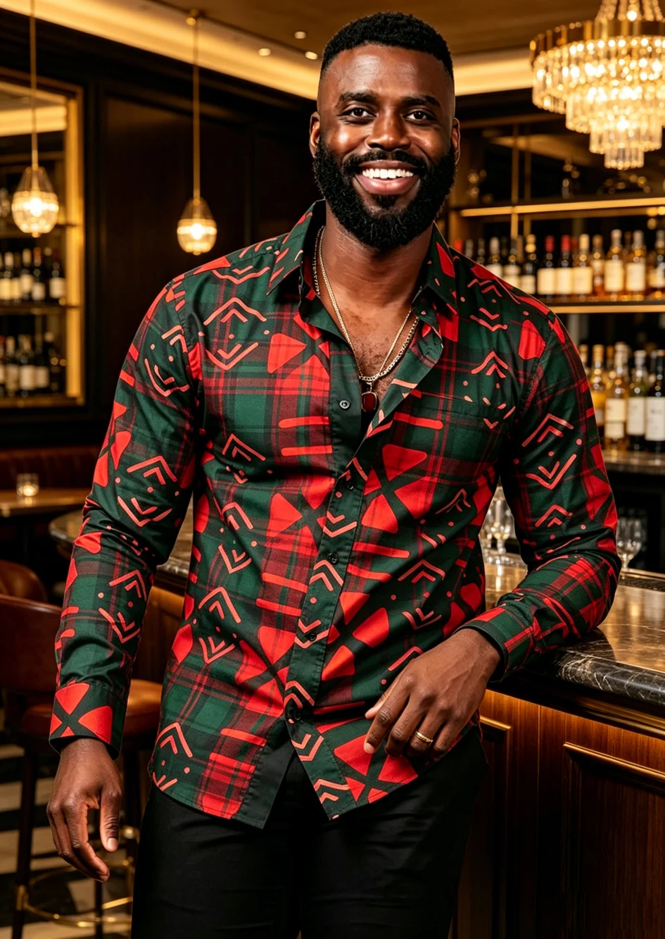 

Men's new spring fashion romantic long-sleeved shirt natural full-print pattern printed shirt outdoor casual party holiday dress