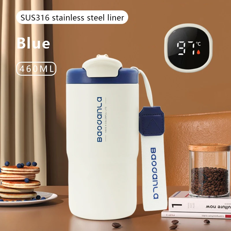 460ml RVS Reistop met Dubbele Wand Vacuüm Isolatie, Lekvrije Thermokolf voor Warme & Koude Dranken