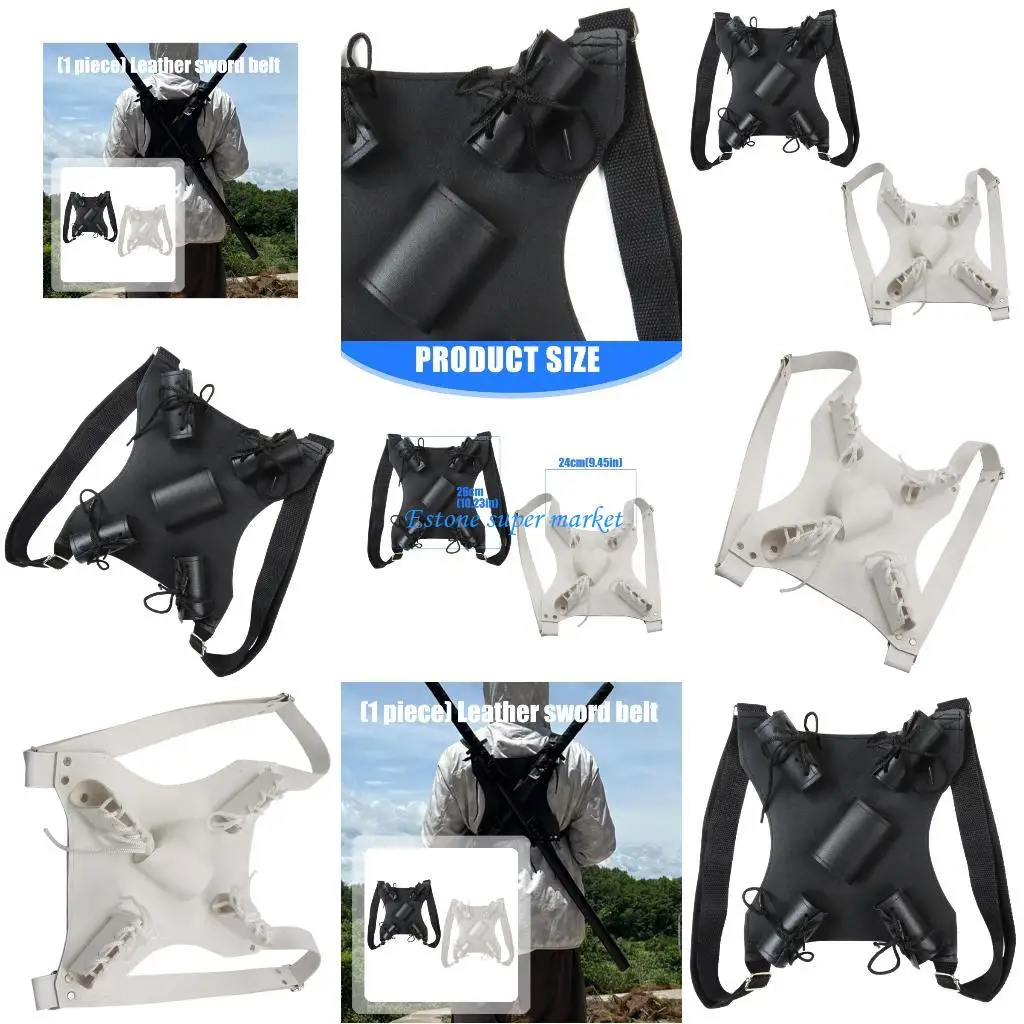 

090B PU Swords Scabbard Shoulder Harness With Adjustable Strap For Cosplay Enthusiast