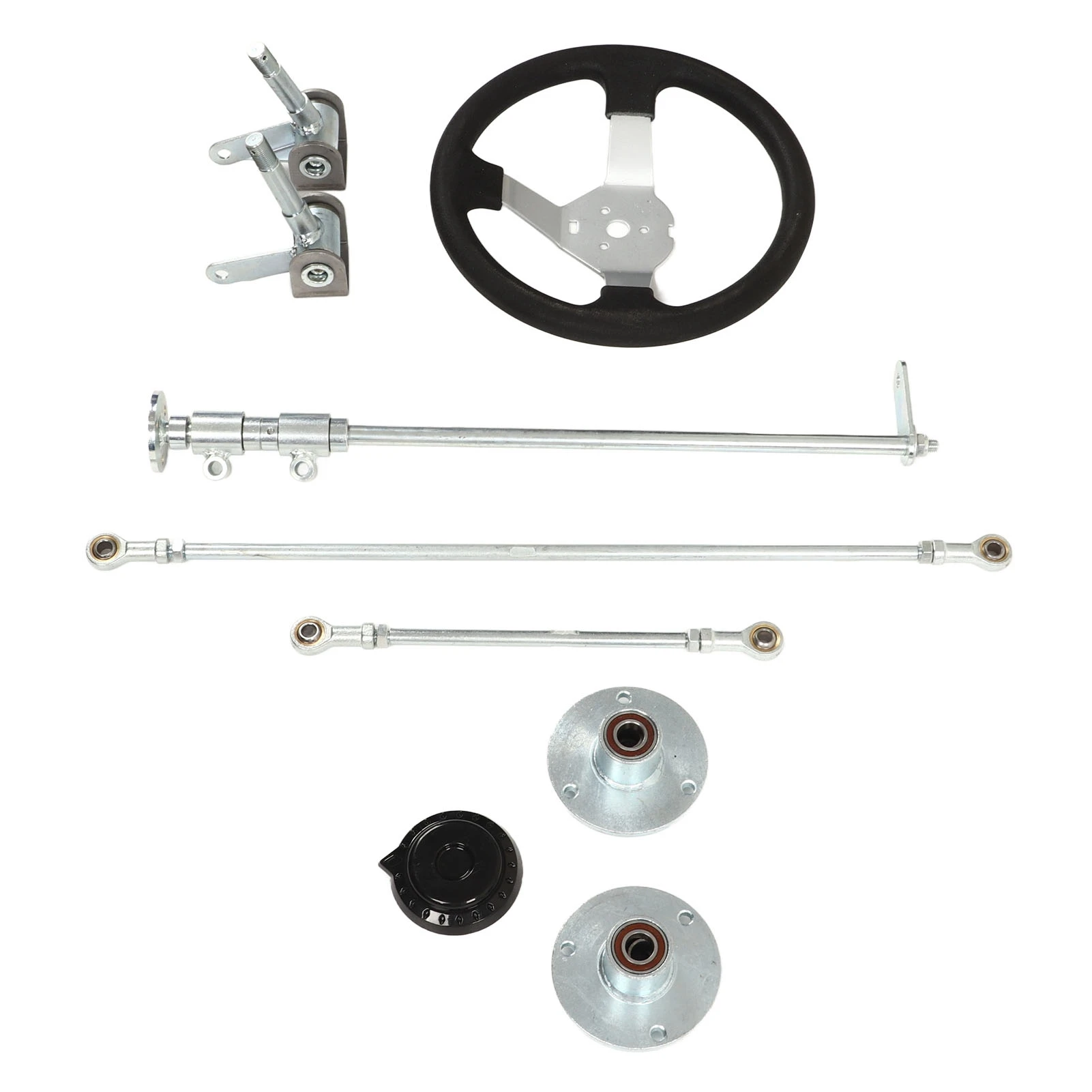 300mm Go Karts Steering Wheel Kit Tie Rod Ball Joint Gear Rack Shaft Kit for 100cc 125cc 140cc 150cc Go Kart Quad