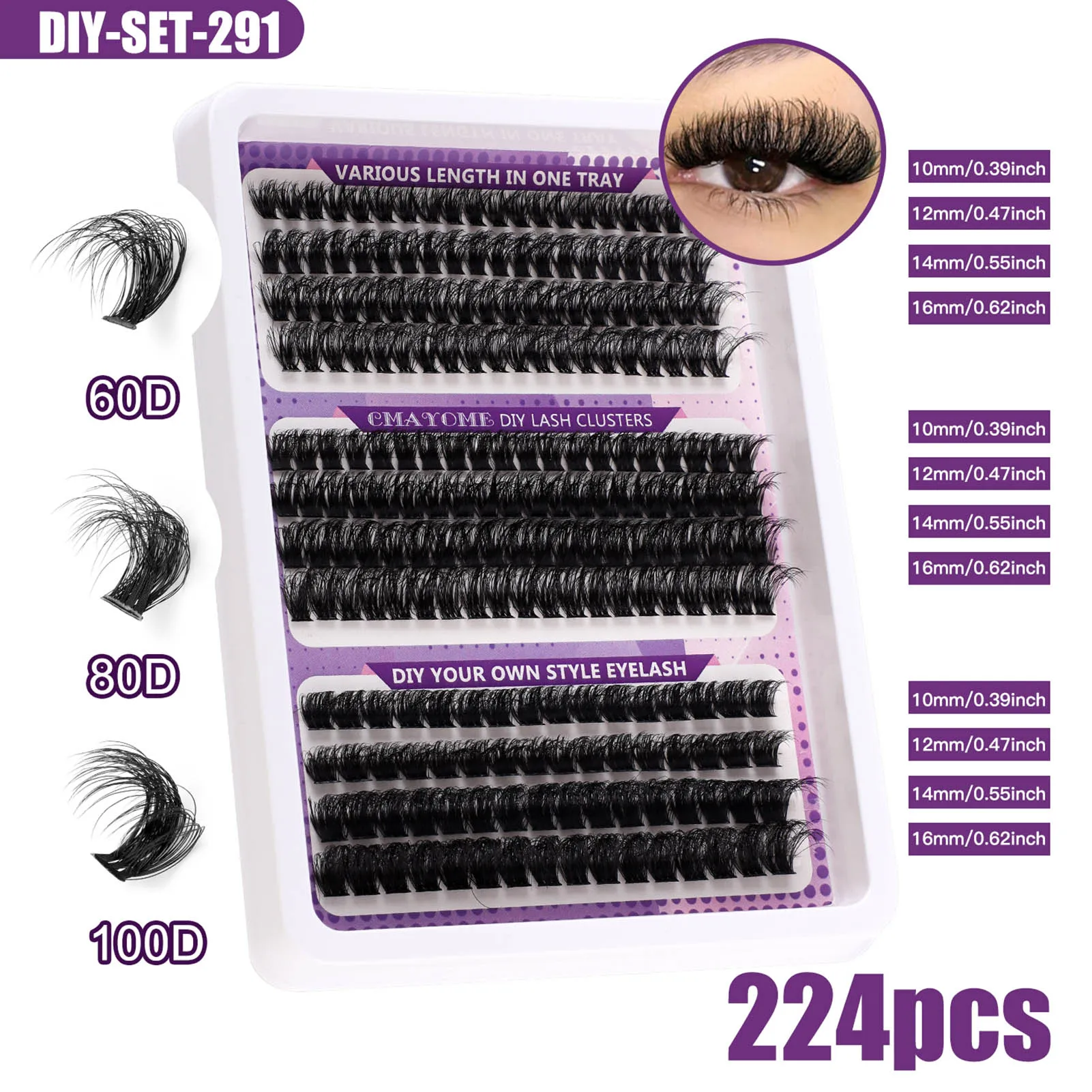 10-16mm DIY Lash Extension Kit D Curl Lange Individuele Wimpers voor Eye-Lifting Effect DIY Make-up Gebruik