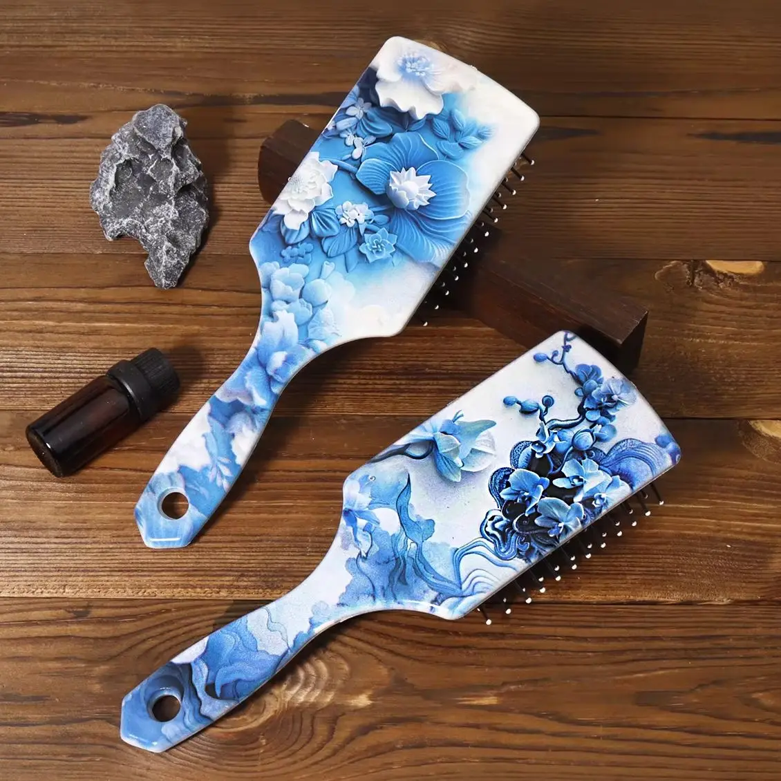 

1pc vivid relief flower pattern air cushion hair comb nylon comb, comfortable massage comb,Special for real hair wigs