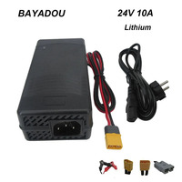 7S 24V 10A Lithium Battery Charger 29.4V 24 Volt Forklift RV Energy Storage Fast Chargers XT60 XT90 SB50 Clip Connector
