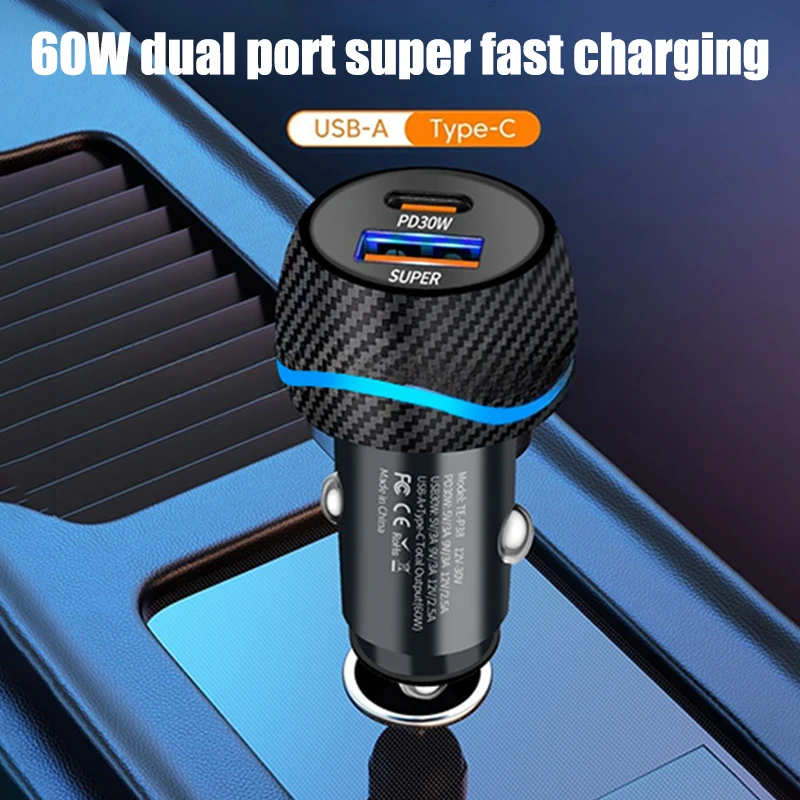 30W Type-C USB Car Phone Charger USB-C PD Fast Charging Truck Vehicles Power Adapter For IPhone For Huawei Xiaomi