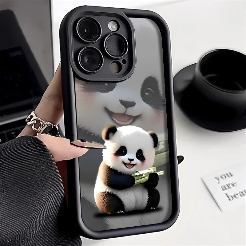 

Cute Panda phone case for iPhone 16 15 14 13 12 11 Pro/ Max/Plus shock-proof rear cover anti-fingerprint