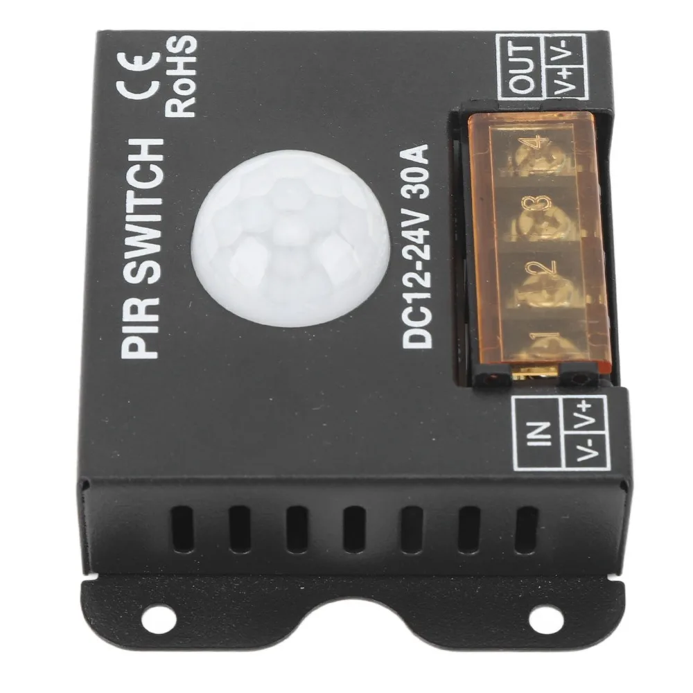 Easy DC12-24V Motion Sensor Switch 30A LED Dimmer Switch PIR Sensor Controller Outdoor Use