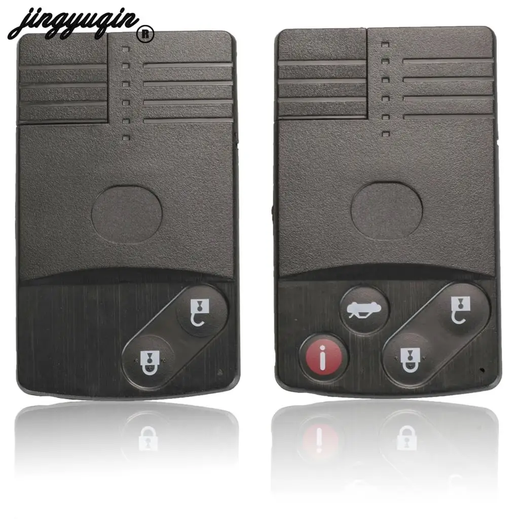 jingyuqin 2/4 Buttons Smart Card Remote Key Shell For Mazda MX-5 CX-7 RX-8 CX-9 Uncut Blade FOB Replacement