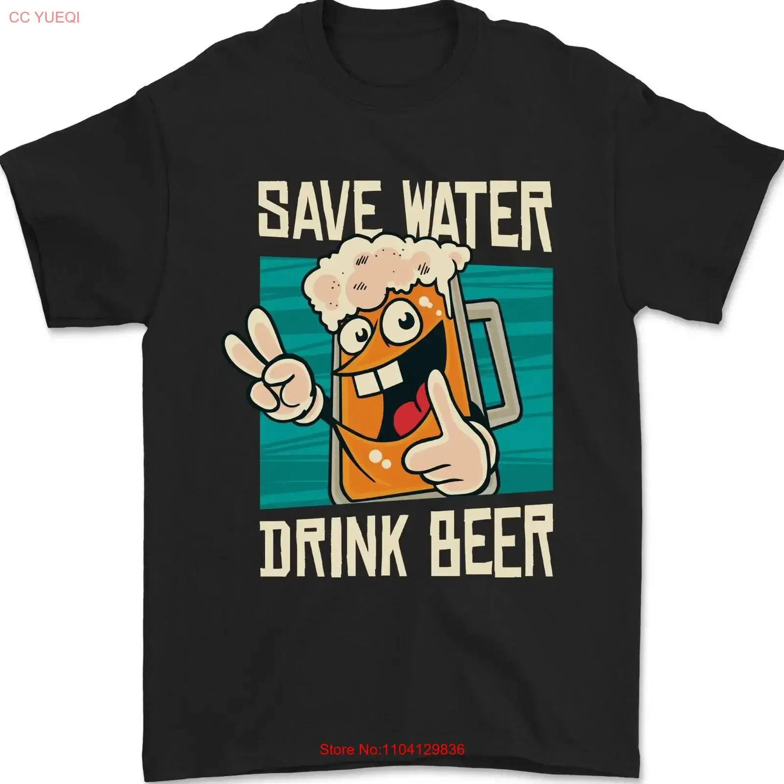 Save Water Drink Beer Funny Alcohol Larger Mens T Shirt 100 Cotton vintage Washed Versatile Stretched homme graphic
