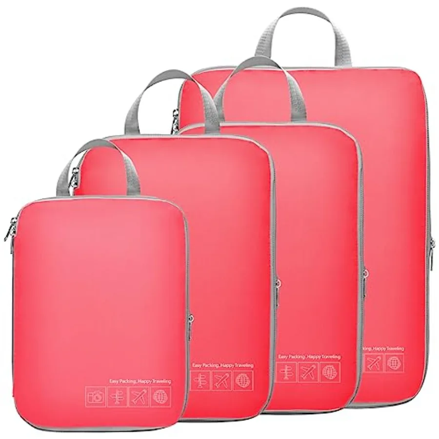 

Компрессионные упаковочные кубики для путешествий - легкие расширяемые органайзеры для багажа в темно-синем цвете для экономии места в ручной клади.