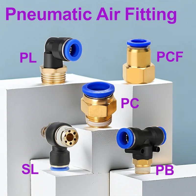 

20/50 PCS Pneumatic Quick Air Connector PC PCF PL SL PB 4 6 8 10 12mm Hose Tube To 1/8" 1/4" 3/4" 1/2" BSP Male Threaded Brass