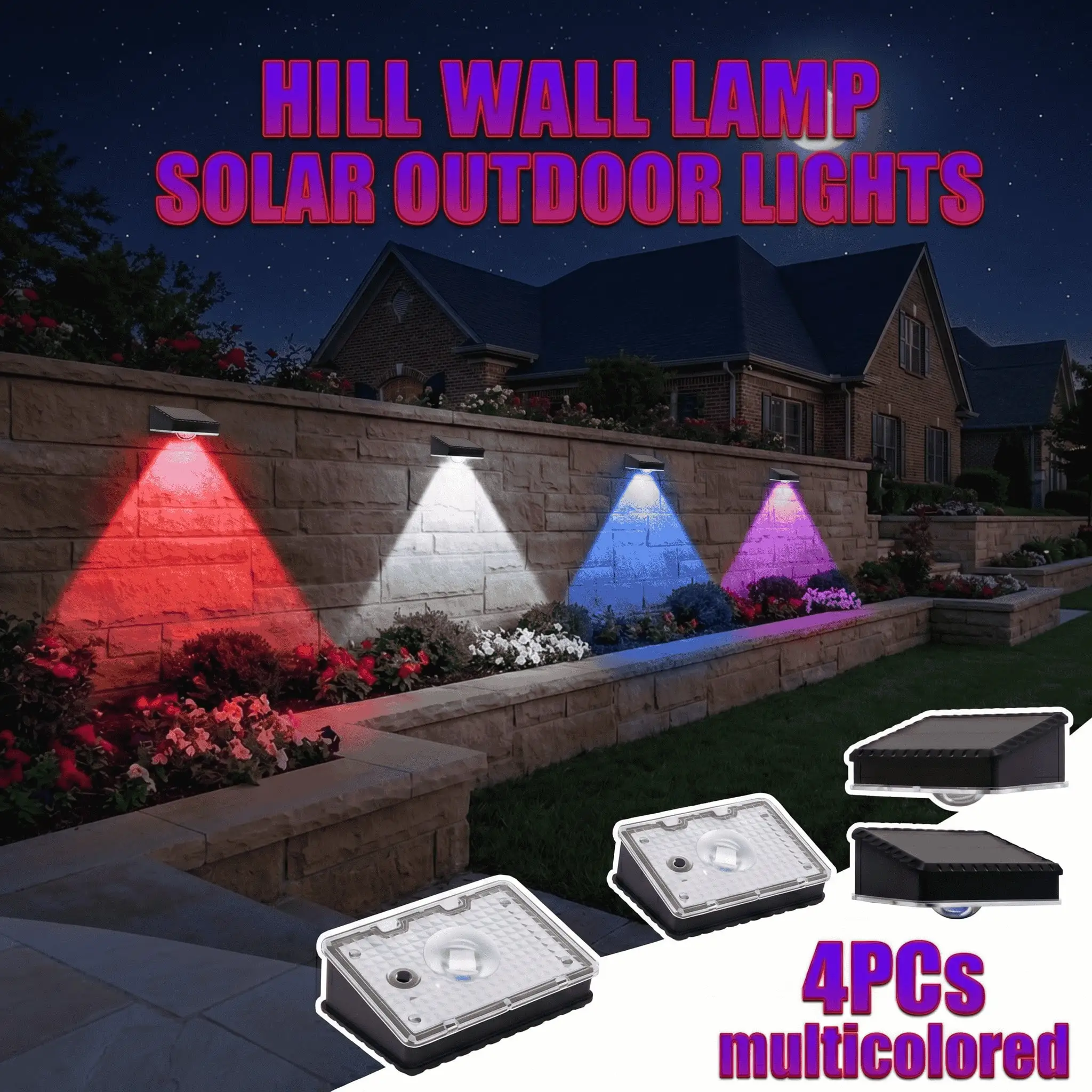 Decor Lighting Pack - 4-pak solarnych lamp ogrodzeniowych na zewnątrz,