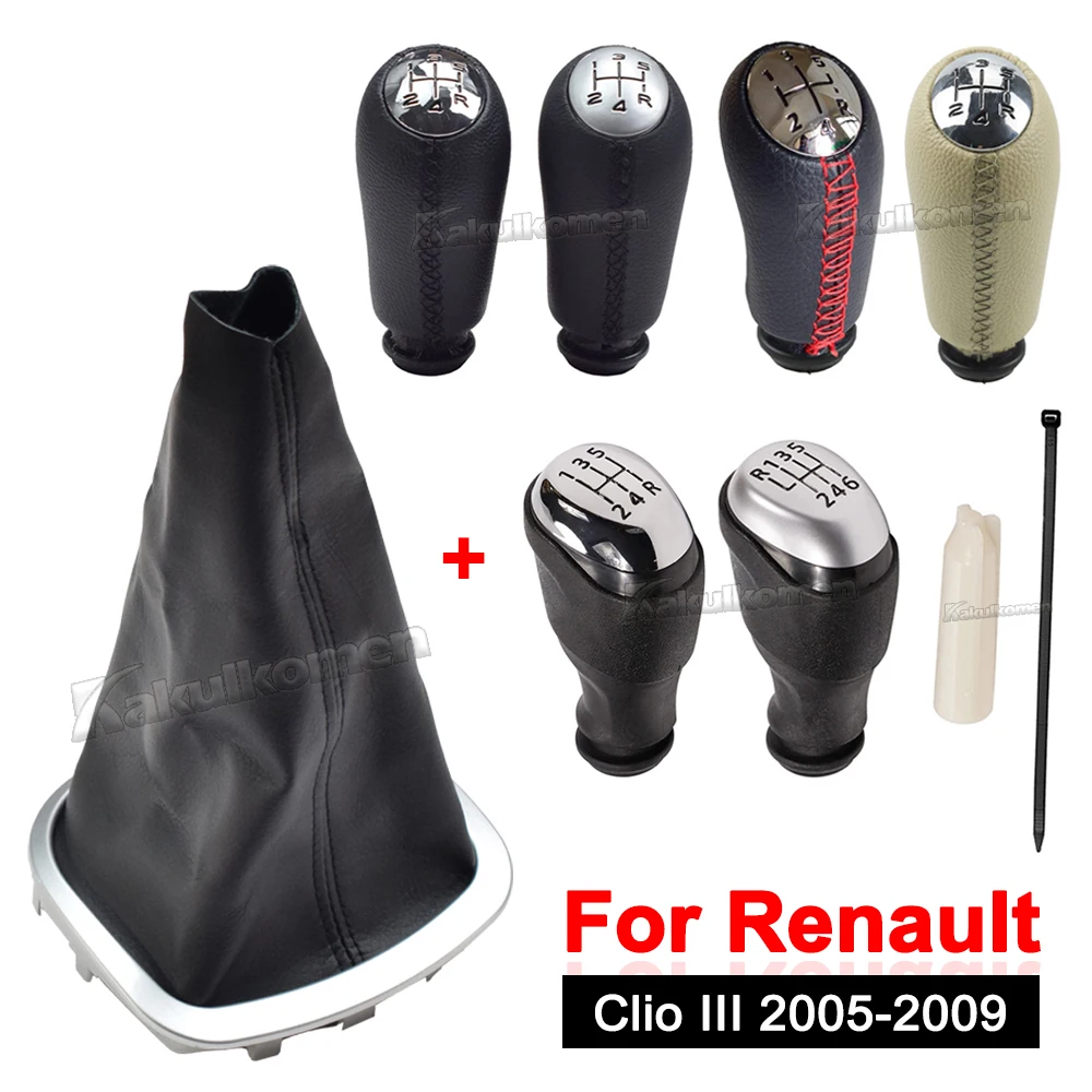 New Gear Shift Knob Boot Stick Shifter Dust Jacket For Renault Clio 3 III 2005-2012 Manual Gearbox Handles Lever Change Cover