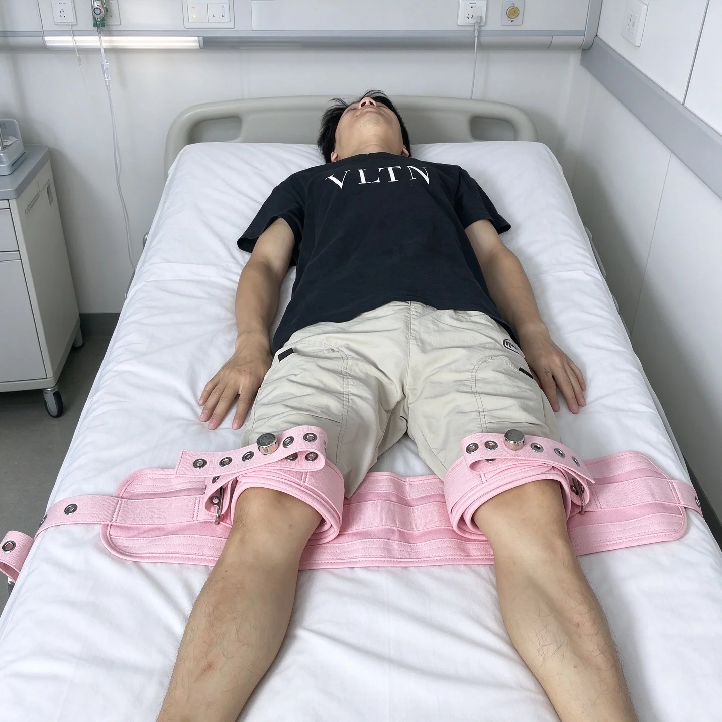 Pink Leg Restriant Belt Limb Fixing Strap with Magnetic Lock Patient Bed Restraints for Agitated Patients Cotton Thigh Band