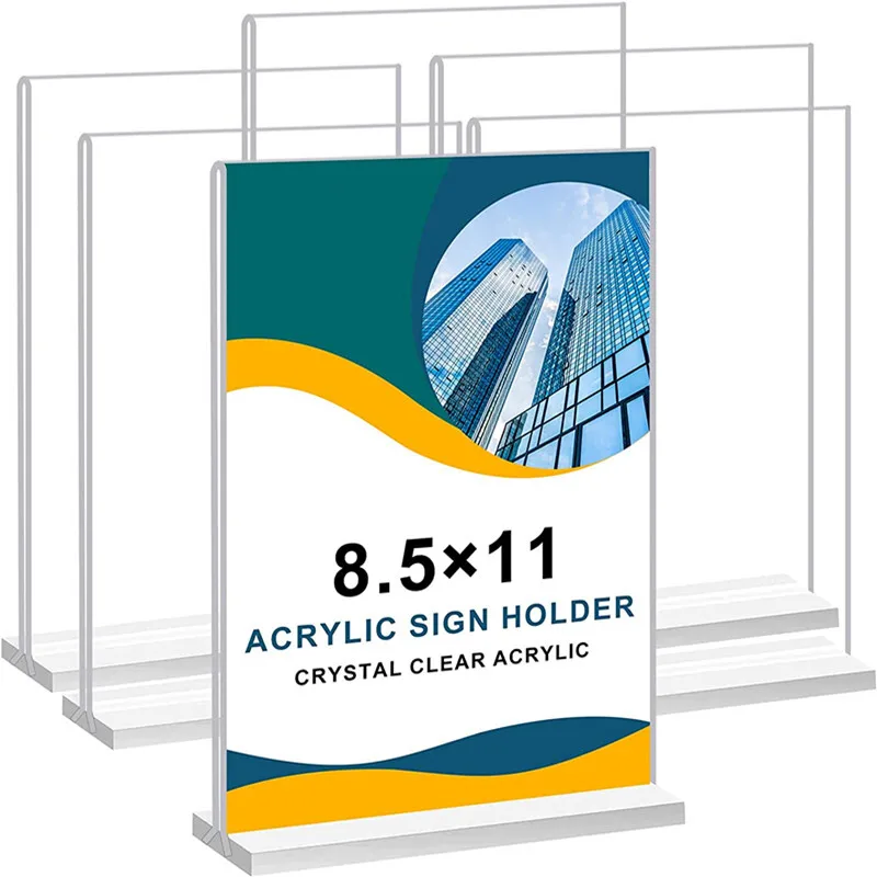 2PC 8.5 X 11 Inches A4 Double-Sided Acrylic Sign Holder Clear Restaurant Desktop Table Menu Paper Holder Display Stand 210x297mm