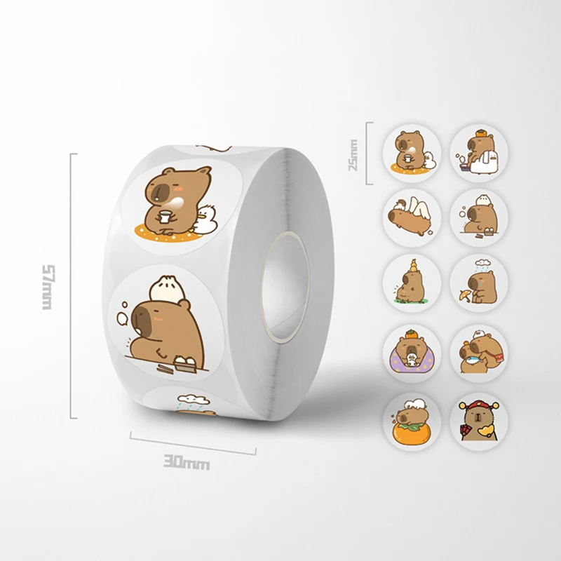 500pcs Cartoon Capybara Sticker Decals Decoration DIY Phone Notebook Suitcase Laptop Fridge Kids Sticker 2-2.5cm Capybara Sticke