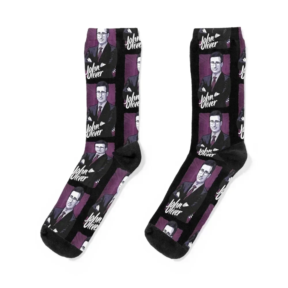 

John Oliver Art Socks Stockings bright garter anti-slip Hiking boots Socks Women's Men's