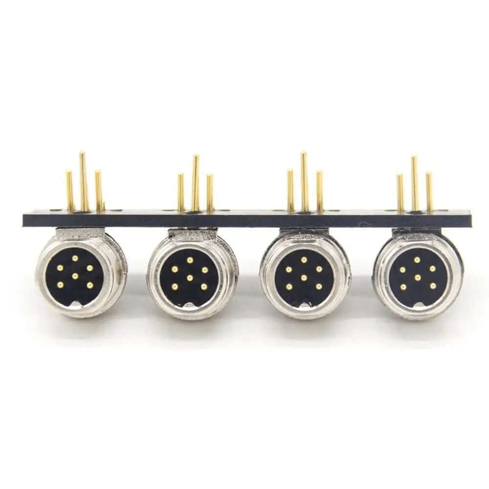 GX12 Connector 6Pin Panel Mount 1x4 Angled Metal Male Front Bulkhead (Black panel not included)