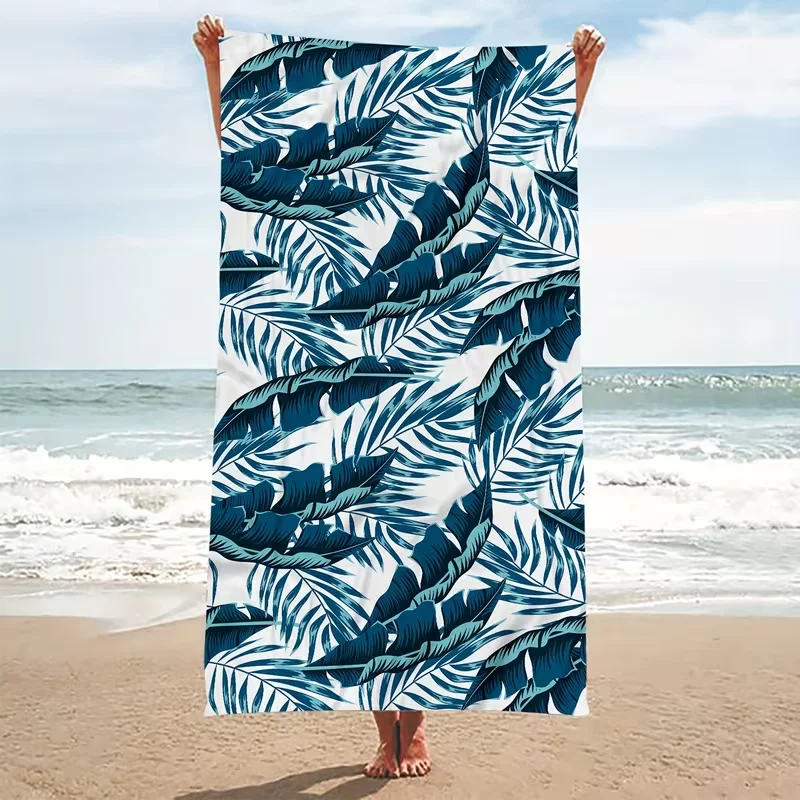 Tropical Hibiscus Monstera Leaf Beach Towel Vibrant Floral Towel Sandproof for Seaside Trip Swimming Camping Daily Use