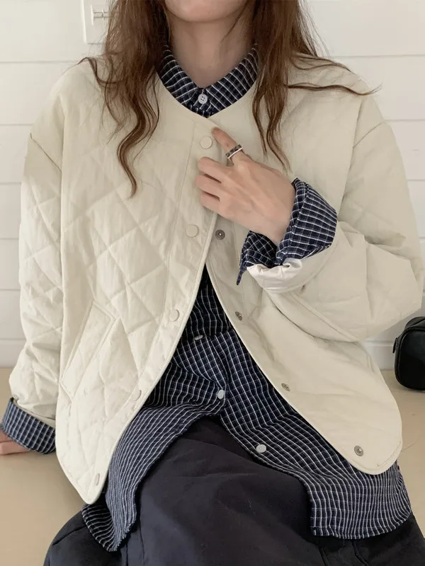 

Женское стеганое пальто в Корейском стиле в стиле ретро, хлопковое жакетное пальто на одной пуговице, теплое дизайнерское стеганое пальто с ромбовидным узором, длинное свековое зимнее пальто...