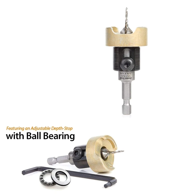 Woodworking Countersink Drill With Adjustable Depth Countersink Bit For 3/8 X 3/32 X 1/4 Countersink Bit Durable