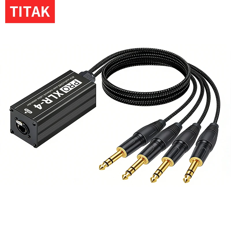 

1Pair 4XLR Female RJ45 Snake Cable, PRO XLR-4 4CH Audio DMX Extender for Live Sound Recording Studio Use