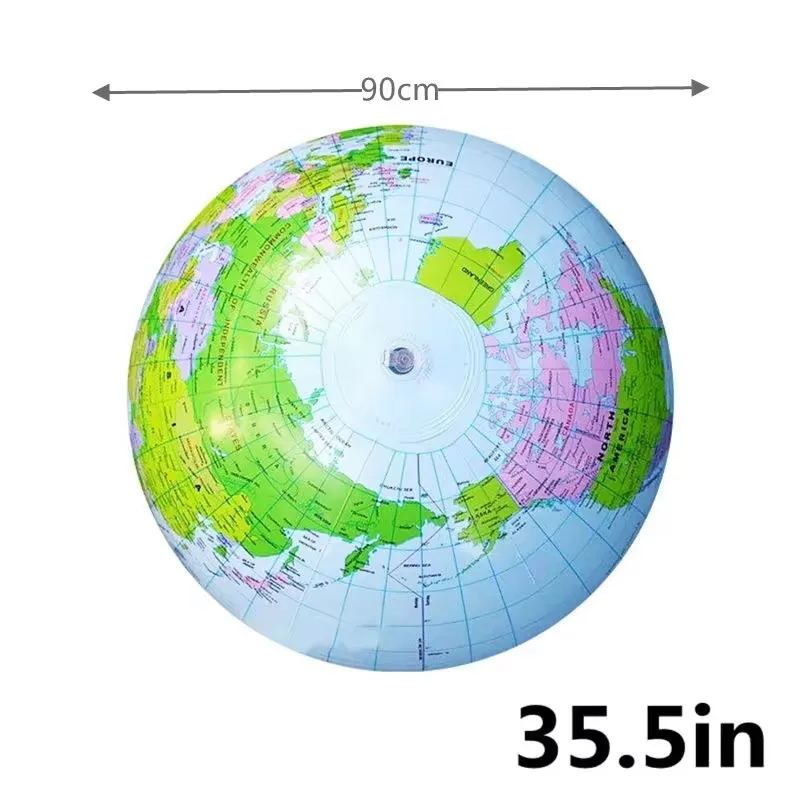 90CM Inflatable Earth World Geography Globe Map Balloon Toy Beach Ball Early Educational Supplies Kids Learning Outdoor Toys