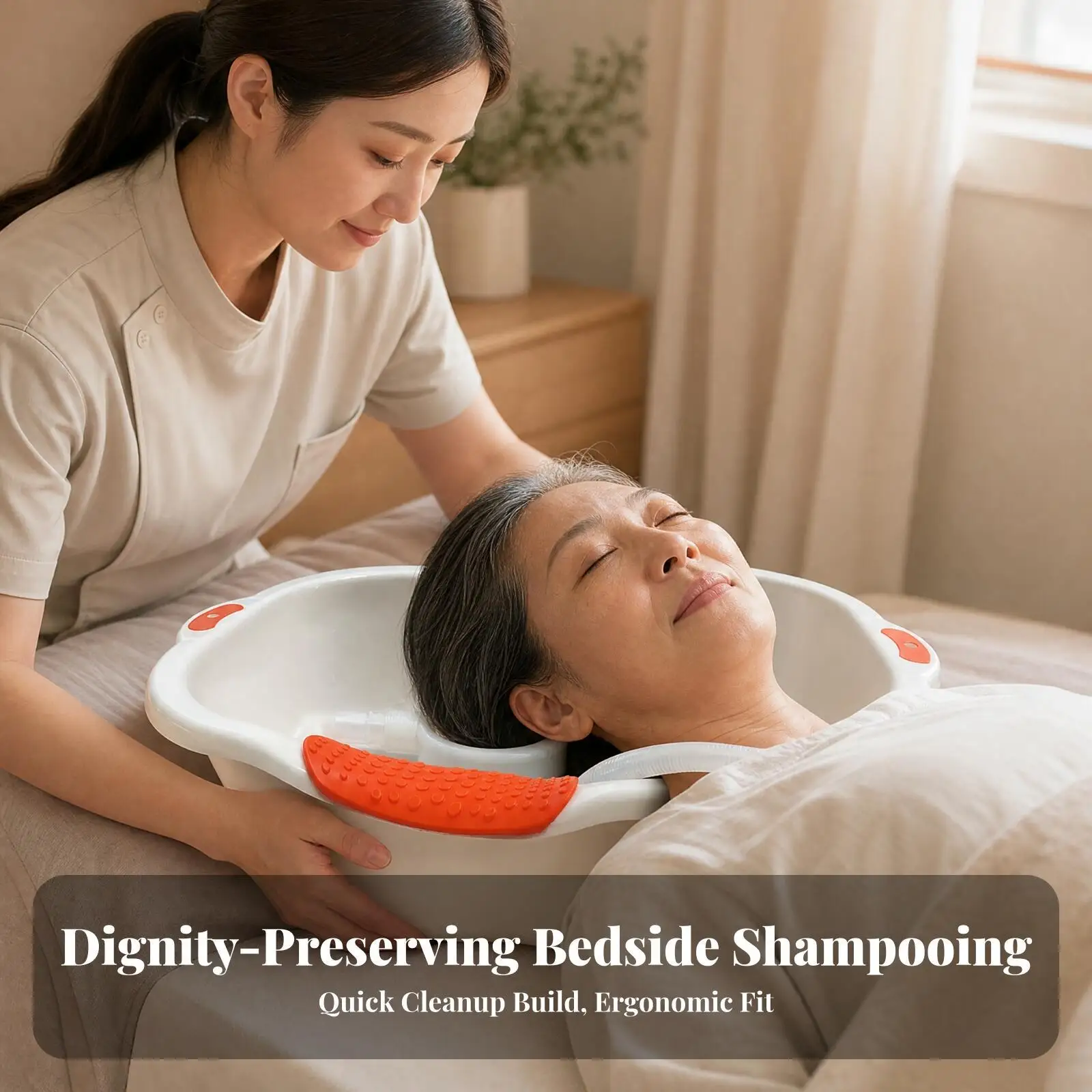 Reclining Hair Wash Tray Eco Friendly Plastic Basin with Drain Hose for Bedridden Adults Kids