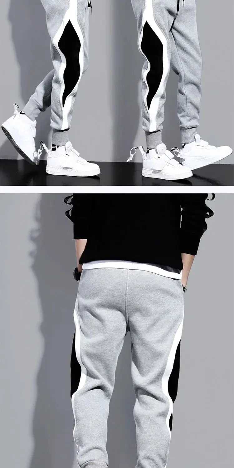 Herbstliche Herrenhose, weit geschnitten, lässig, mit Patchwork-Design, neunlängenlang, sportlich, mit elastischem Bund, atmungsaktiv, mit Bündchen am Fuß. – Detail 9