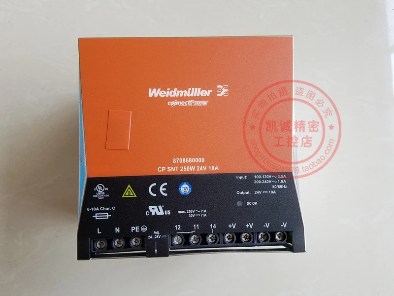 Original Weidmuller CP SNT 250W 24V 10A Switching Power Supply Order Number 8708680000