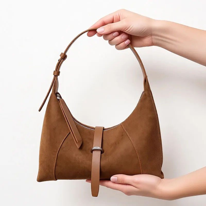 Fashion Women's Bag Suede Cow Leather Luxury Designer Shoulder Bag Women Versatile Handbags Female Trend Crossbody Hobos Bags