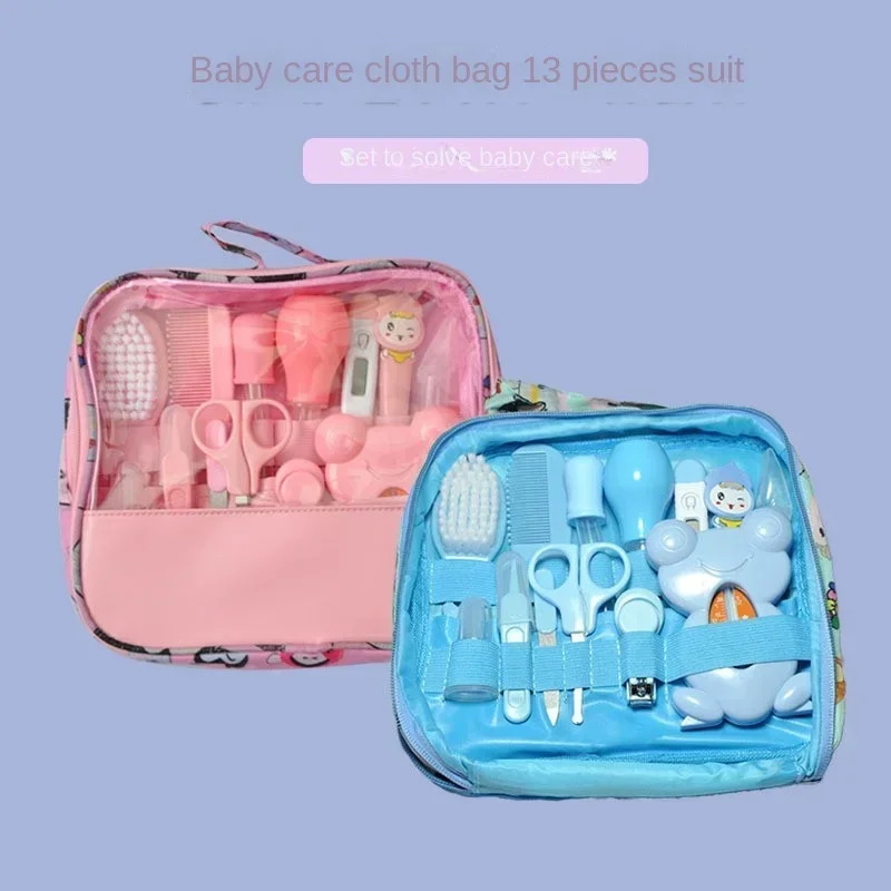 Baby Care Bag Set Baby Nasal Aspirator Nail Scissors 13-piece Cartoon Set Daily Cleaning Supplies Care Package