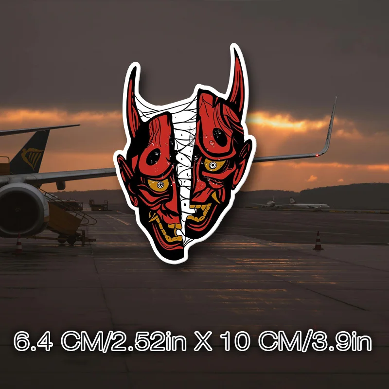 1PC Bold Vibrant Red Oni Sticker - Adhesive Decal for Helmet Wall Mirror Cabinet Surfaces Personal Decor