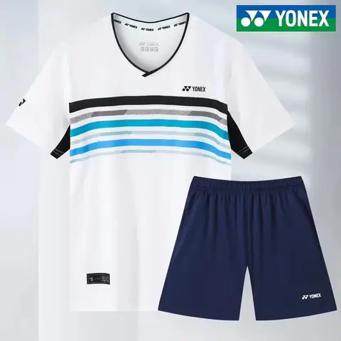 YONEX 남녀공용 배드민턴 상의, 땀 흡수, 통기성 트레이닝 세트 티셔츠, 빠른 건조, 반팔, 신상