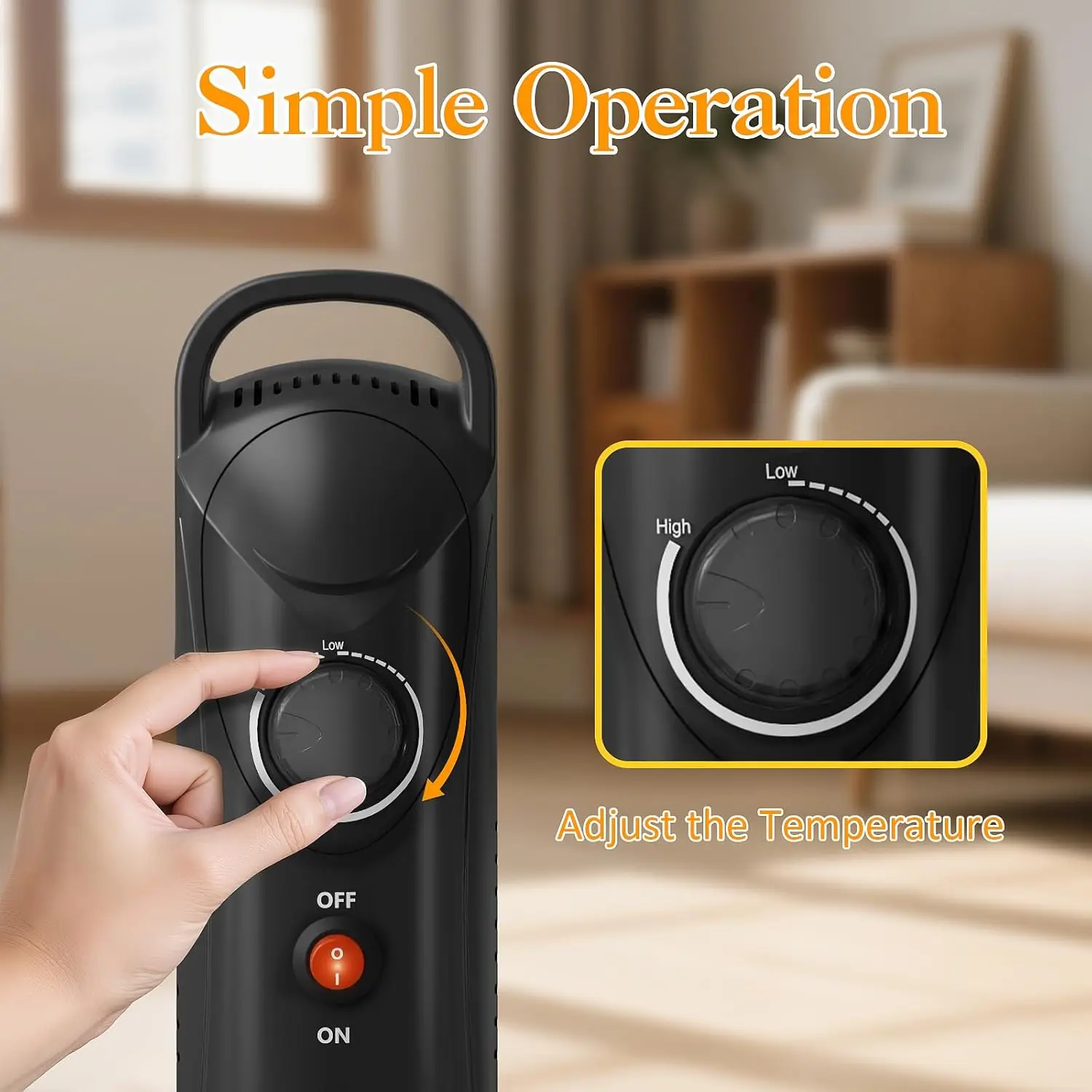 Piccolo Riscaldatore a Olio, Stufa Radiante Portatile con Risparmio Energetico, Protezione da Surriscaldamento, Riscaldatore Personale da 700W Silenzioso