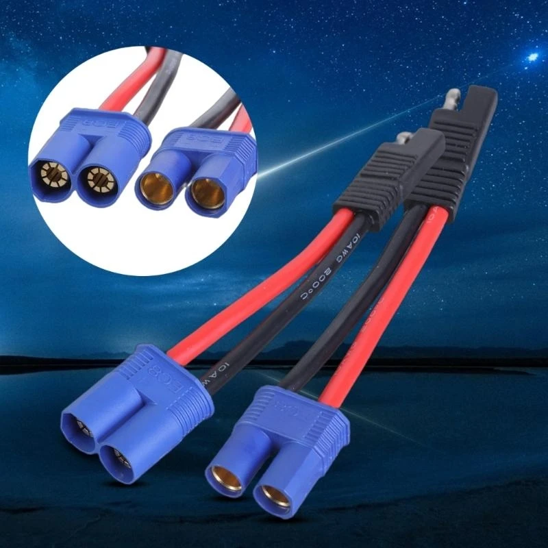 

EC8 Female/Male to SAE Connectors Cord Power Cable Wire with SAE Adapter for Solar Panel Battery Connection F19E