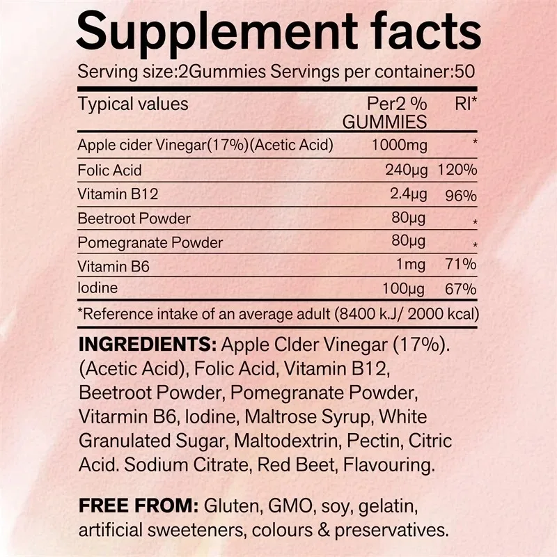 Apple Cider Vinegar Gummies - Cleansing, Weight Management, Metabolism, Reduce Fatigue, Maintains Vitality and Well-being