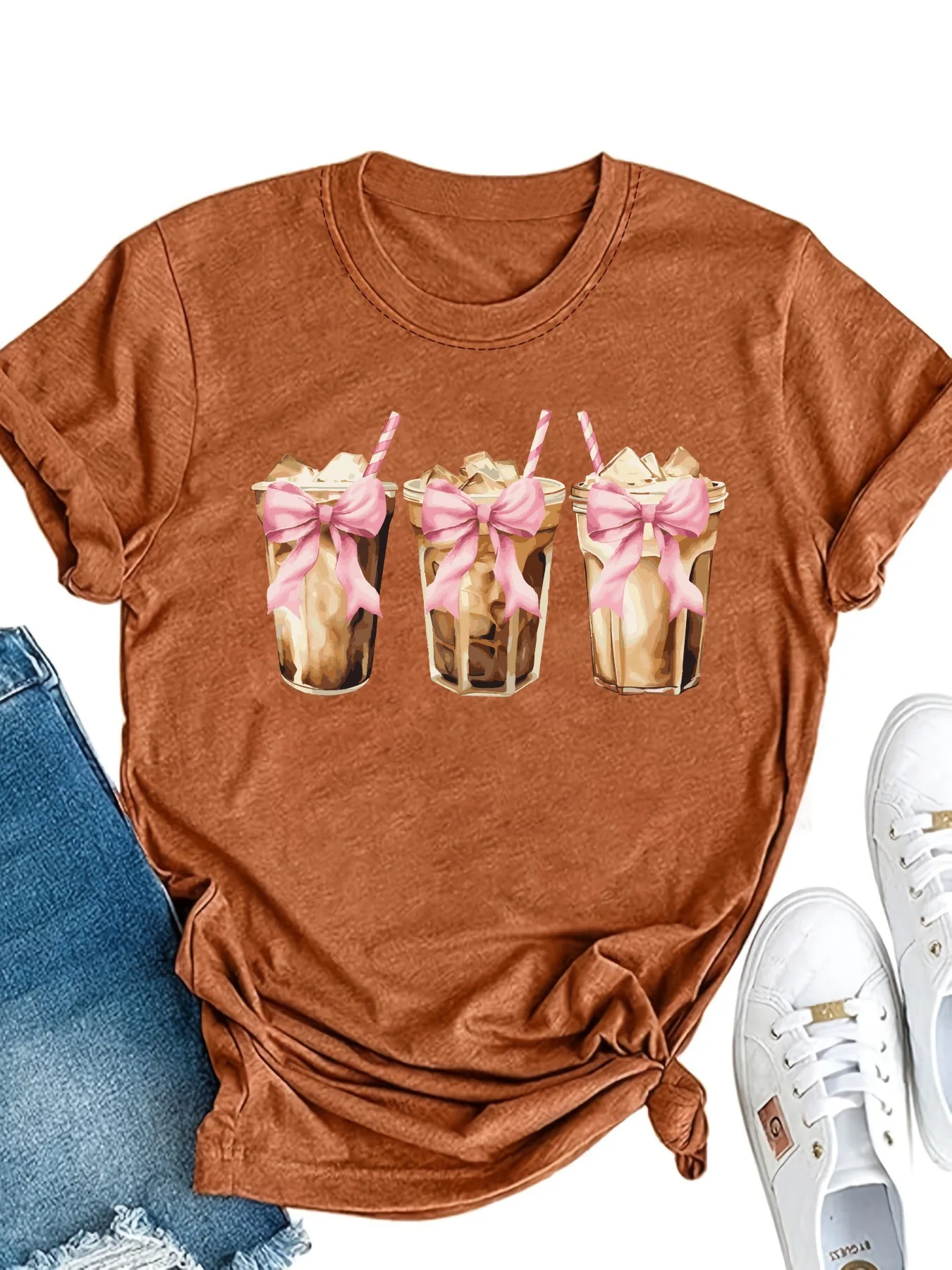 Plus Size Women's Short Sleeve Iced Coffee T-Shirt