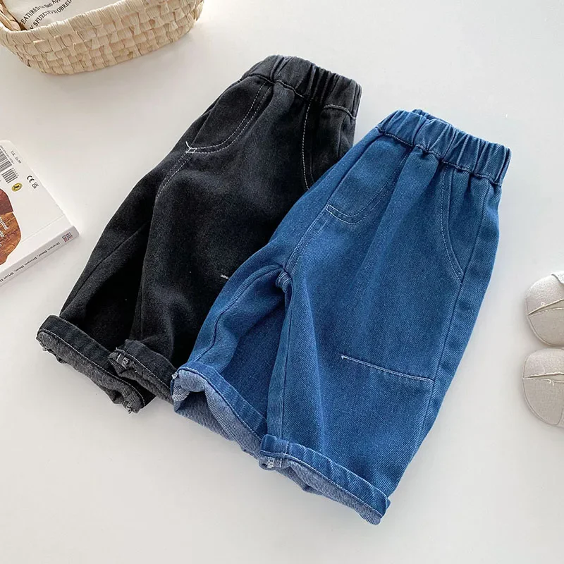 MILANCEL New Autumn Kids Jeans 9M-5T Children Girls Solid Color Denim Blue Pants Baby Boys Cute Casual Trousers