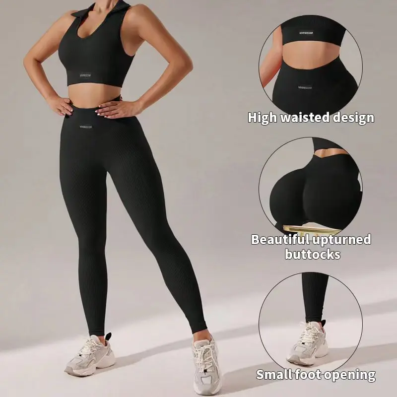 2 stücke Nahtlose Yoga Set Frauen Schönheit Zurück Sport Bh Hüfte Heben Leggings Workout Gym Kleidung Atmungsaktive Fitness Set – Detail 3