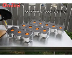 Onilini Pizza Condiment Container Pizza Ingredients Containers Fruits Cheese Sauce Spice Stainless Steel Pizza Topping Station